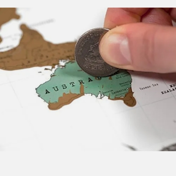 Luckies 42cm Scratch Off Map Travel Edition w/ Foil Hanging Wall Decor White NEW - Picture 7 of 12